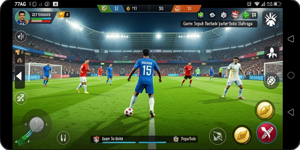 Tampilan gameplay yang menarik dalam 77AG dengan aksi sepak bola yang seru.